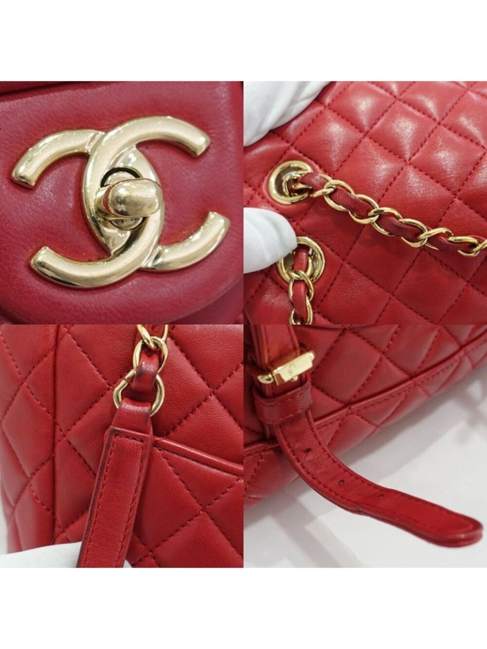 Chanel Quilted Backpack Rucksack Lambskin Leather Red Series - Picture 9 of 9